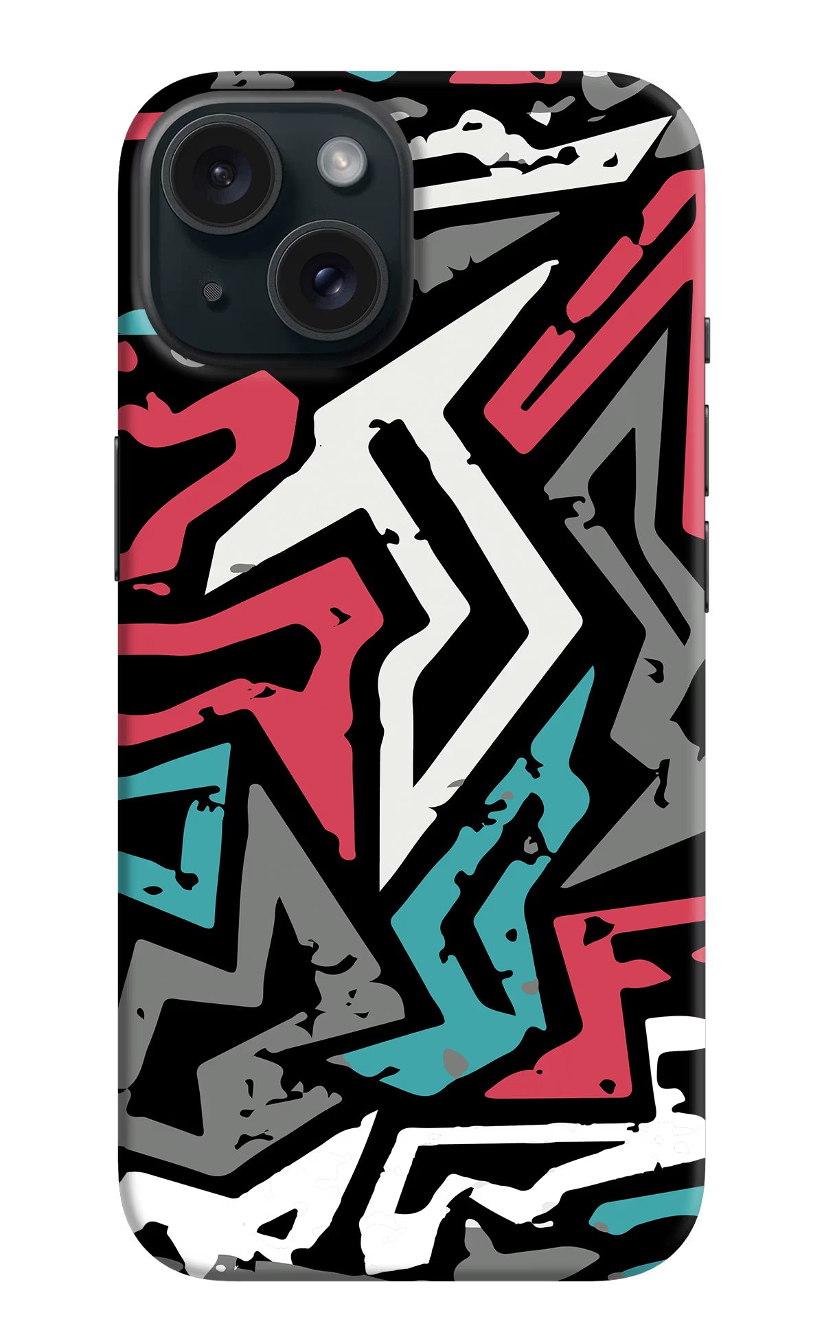 Geometric Graffiti iPhone 15 Hard Case Back Cover by Casekaro