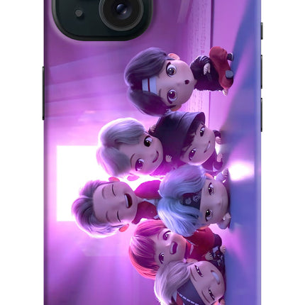 BTS Chibi iPhone 15 Hard Case Back Cover by Casekaro