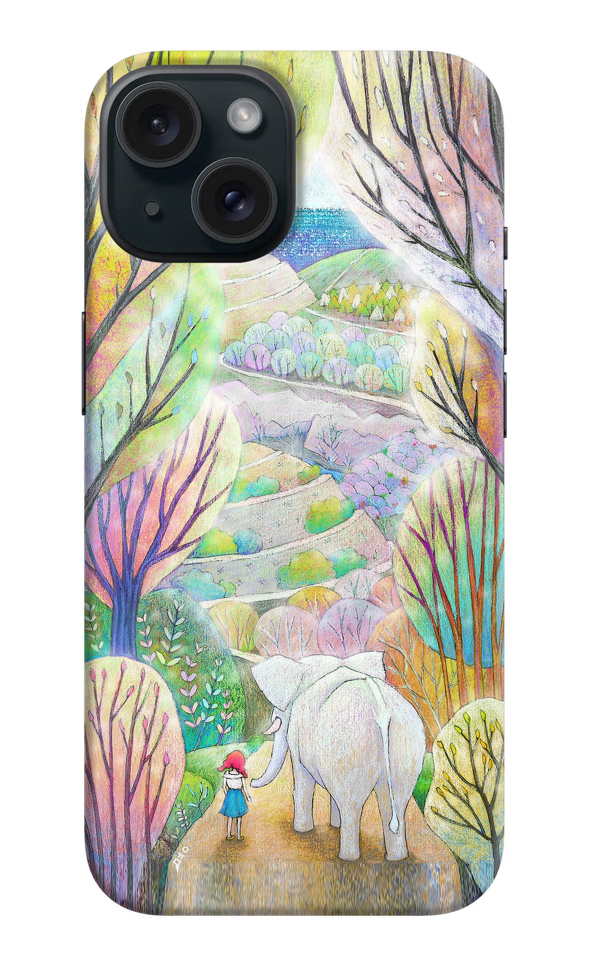 Nature Painting iPhone 15 Hard Case Back Cover by Casekaro