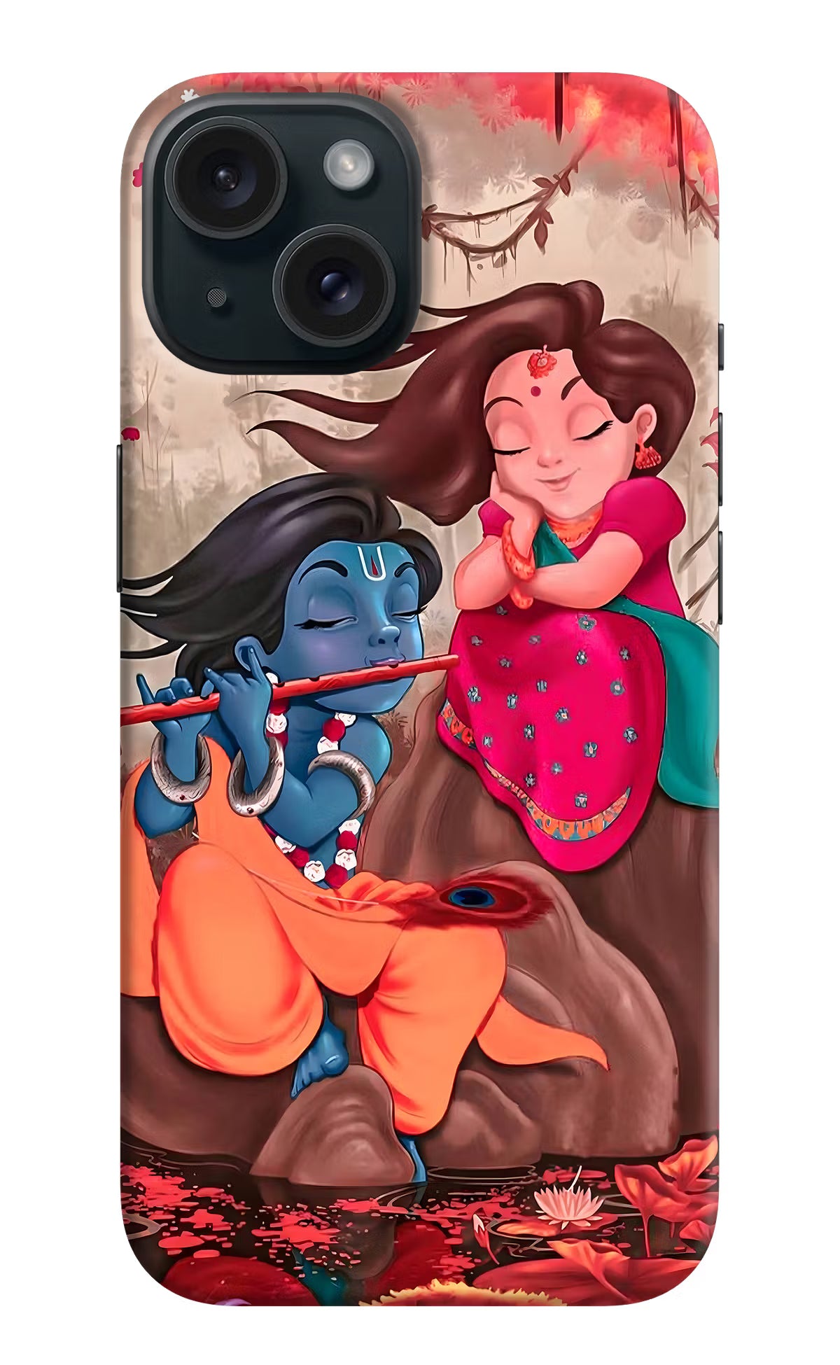 Radhe Krishna iPhone 15 Hard Case Back Cover by Casekaro