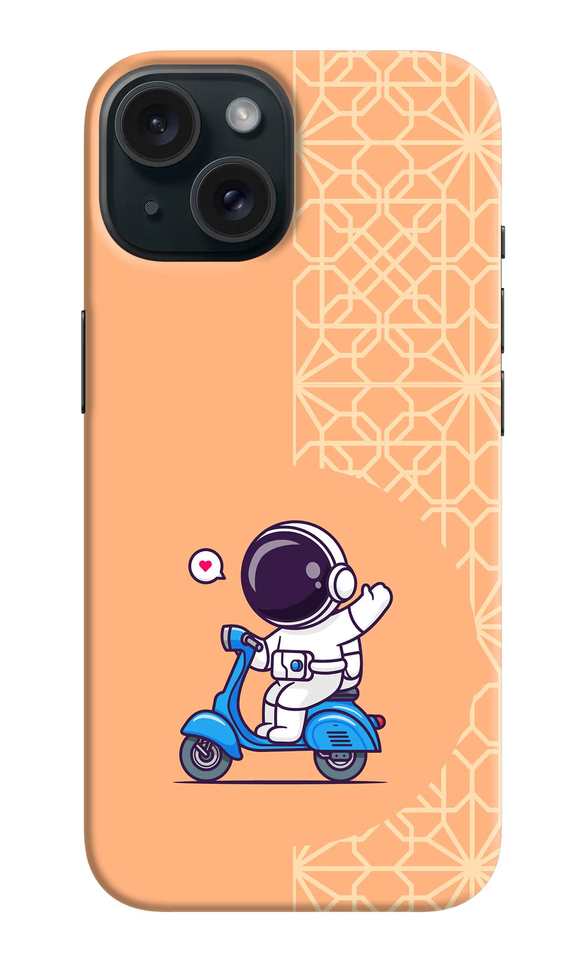 Cute Astronaut Riding iPhone 15 Hard Case Back Cover by Casekaro