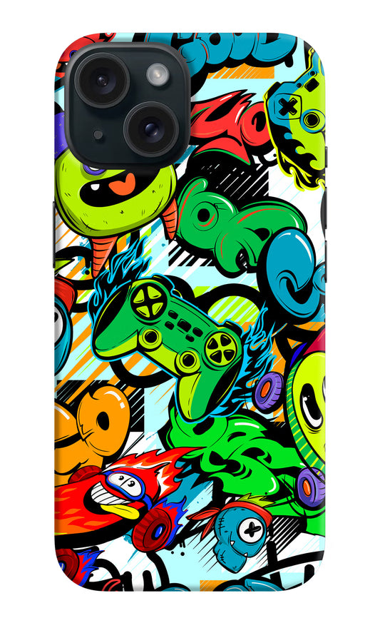 Game Doodle iPhone 15 Hard Case Back Cover by Casekaro