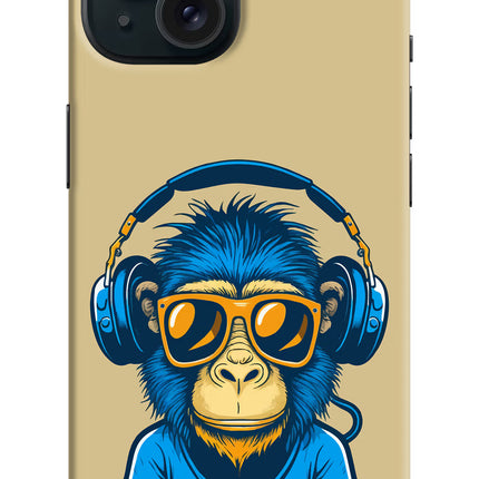 Monkey Headphone iPhone 15 Hard Case Back Cover by Casekaro