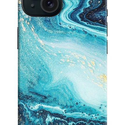 Blue Glitter Marble iPhone 15 Hard Case Back Cover by Casekaro