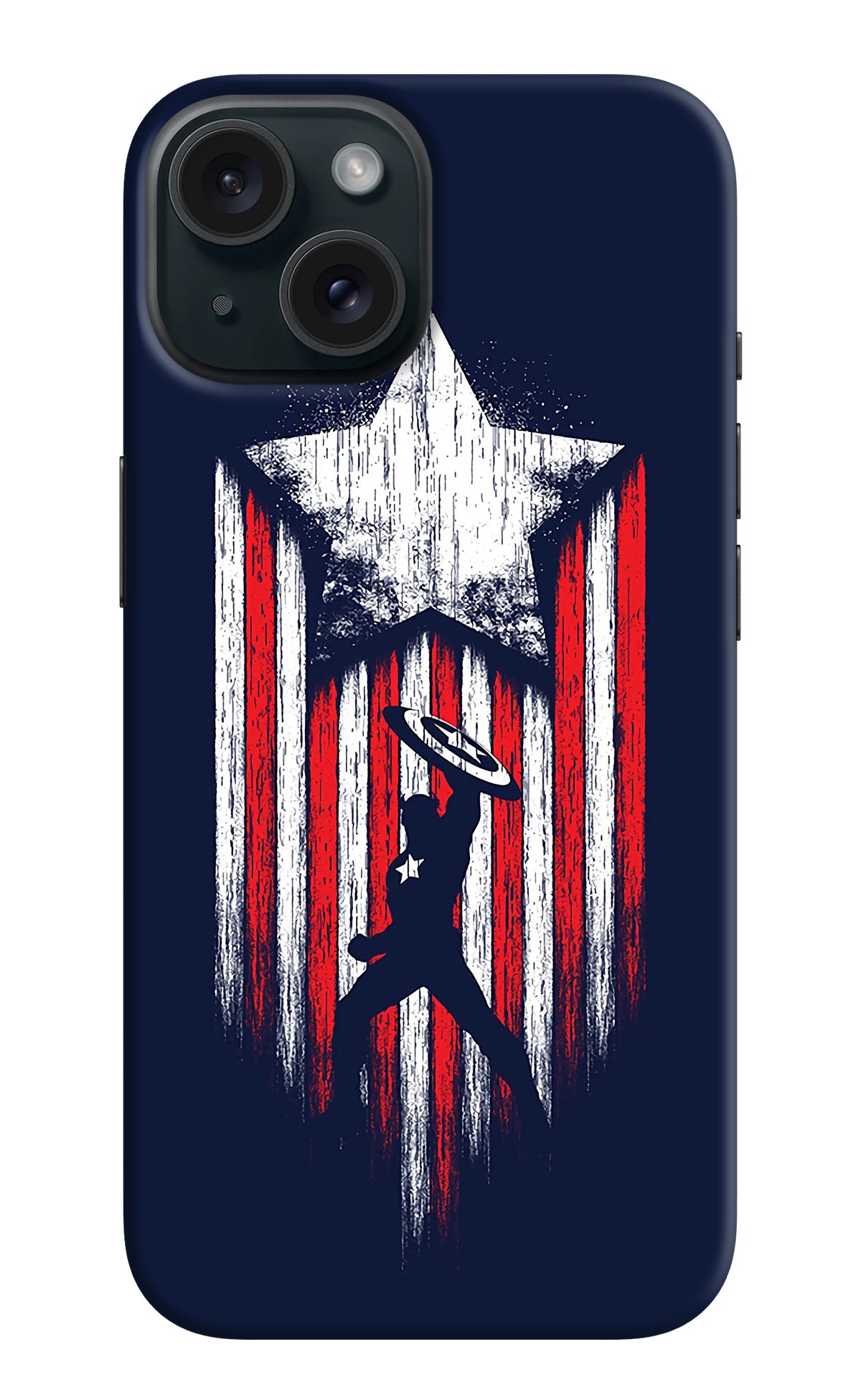 Captain America Marvel Art iPhone 15 Back Cover