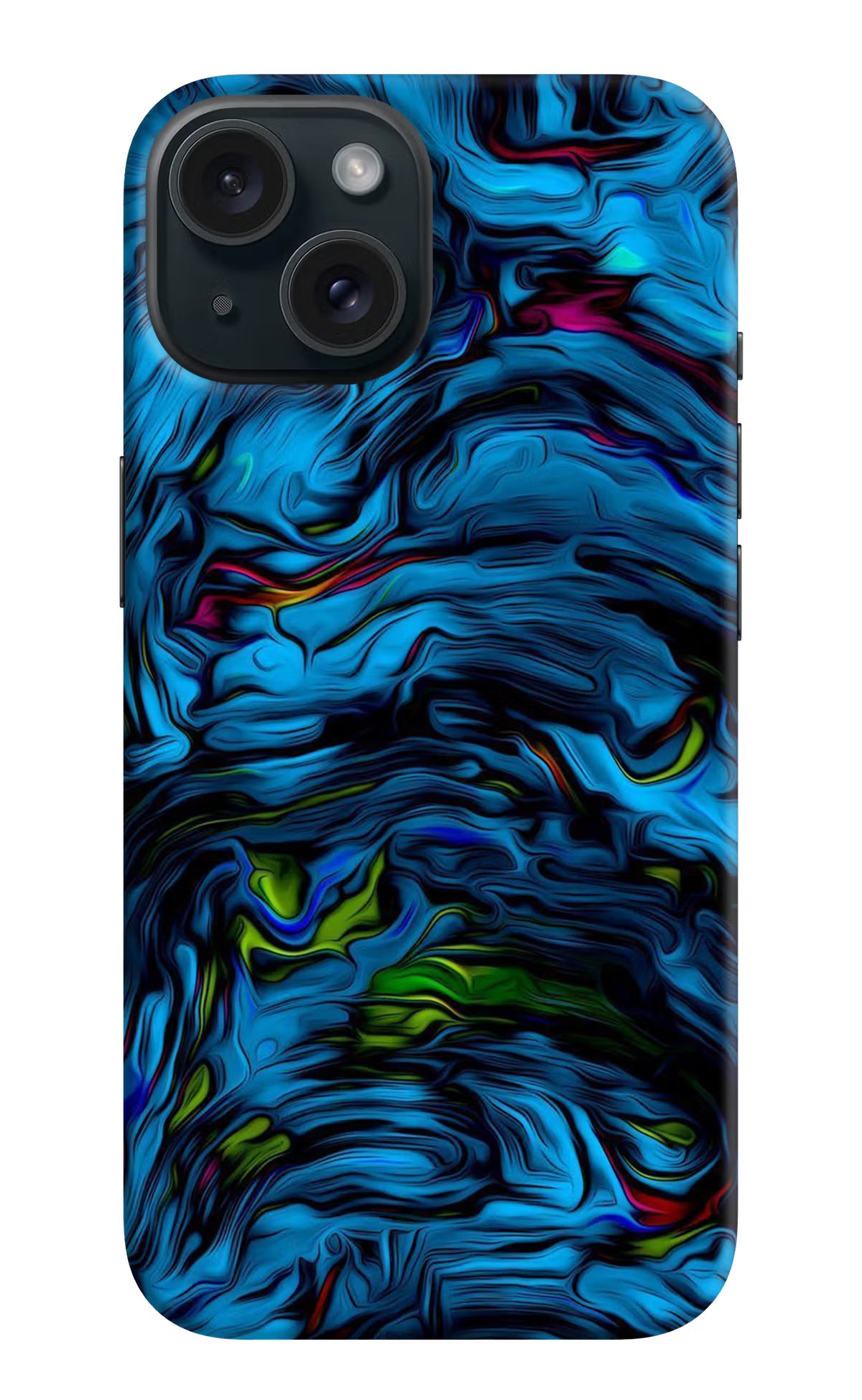 Dark Blue Abstract iPhone 15 Hard Case Back Cover by Casekaro
