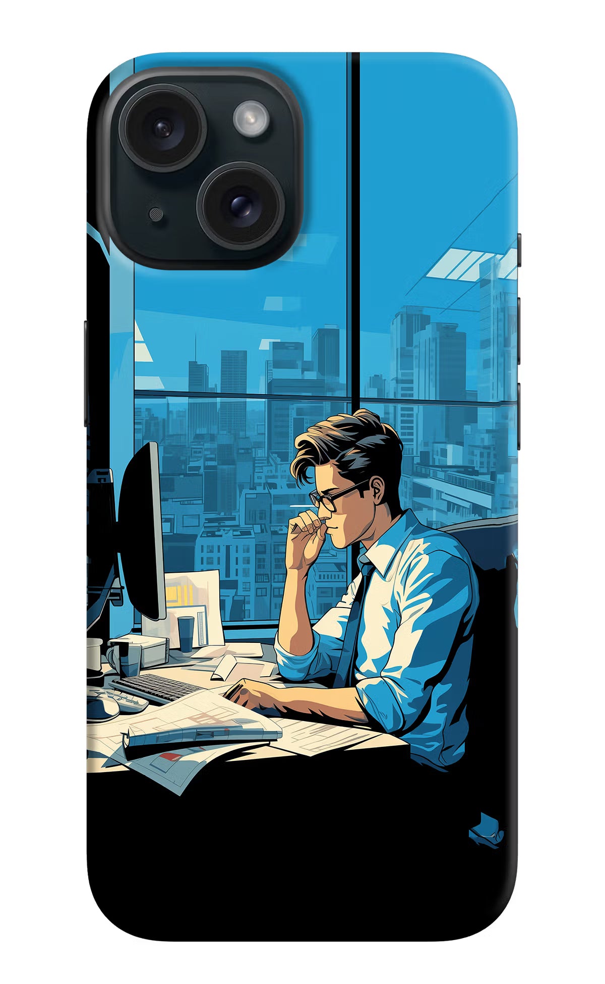Focused Hustler (AI Generated) iPhone 15 Hard Case Back Cover by Casekaro