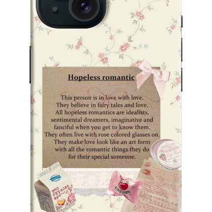 Hopeless Romantic iPhone 15 Hard Case Back Cover by Casekaro