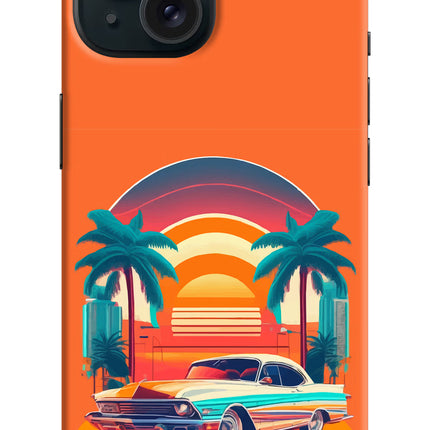 Palm Drive 80s iPhone 15 Hard Case Back Cover by Casekaro