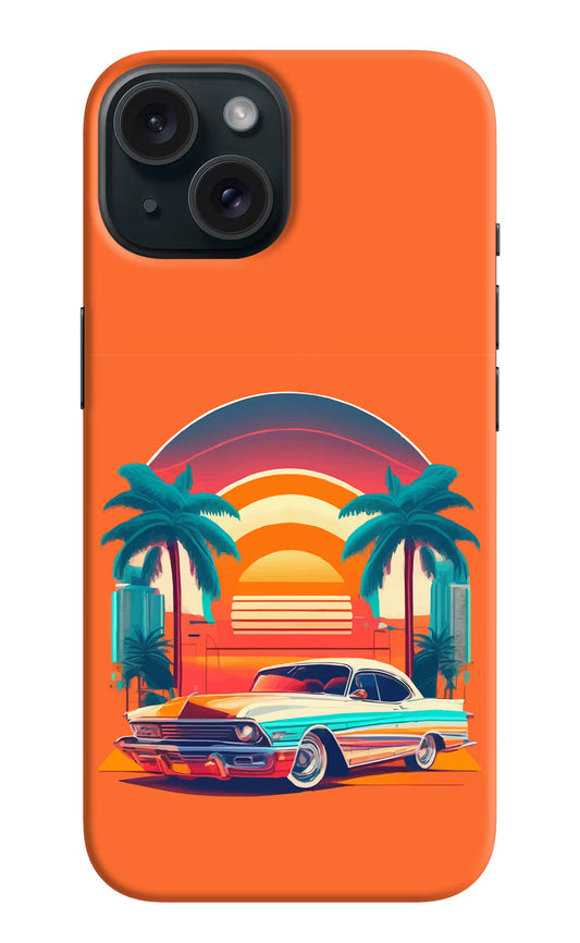 Palm Drive 80s iPhone 15 Hard Case Back Cover by Casekaro