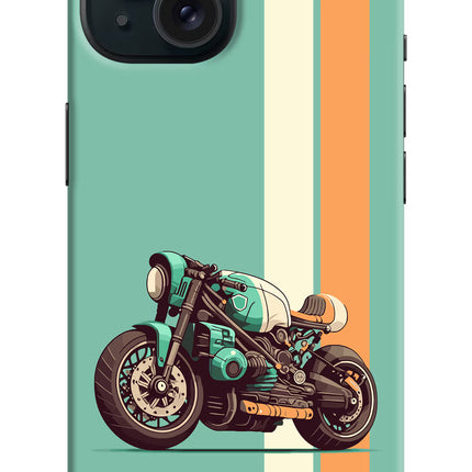 Striped Moto Drift iPhone 15 Hard Case Back Cover by Casekaro