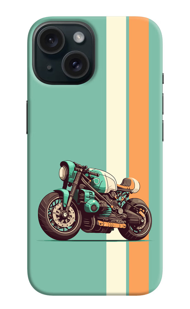 Striped Moto Drift iPhone 15 Hard Case Back Cover by Casekaro