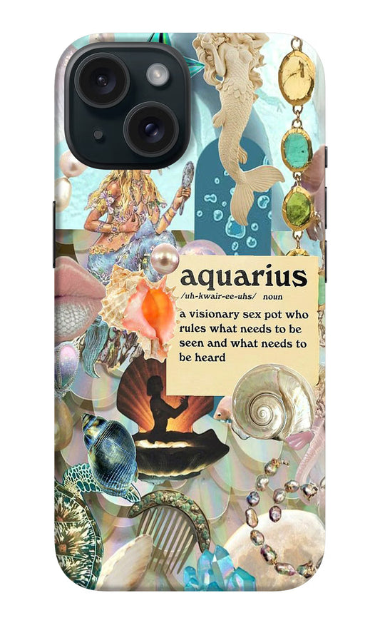Aquarius Zodiac iPhone 15 Hard Case Back Cover by Casekaro
