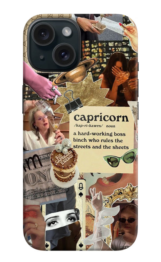 Capricorn Zodiac iPhone 15 Hard Case Back Cover by Casekaro