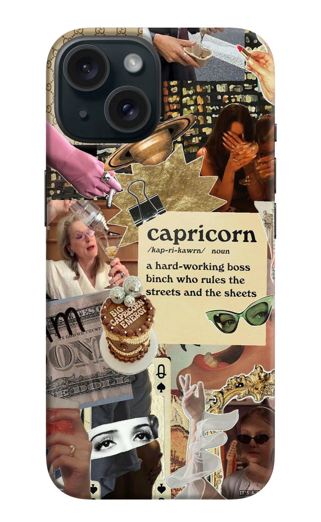 Capricorn Zodiac iPhone 15 Hard Case Back Cover by Casekaro