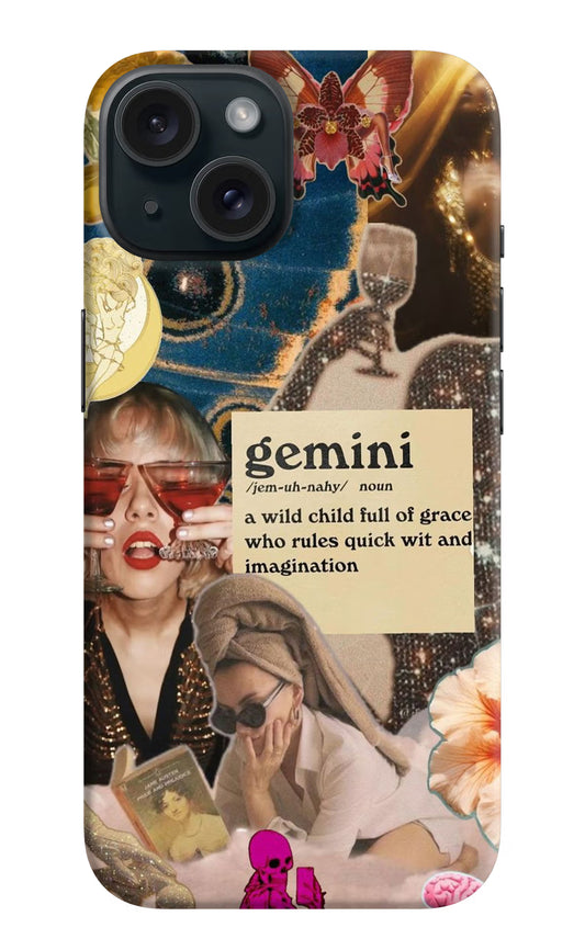 Gemini Zodiac iPhone 15 Hard Case Back Cover by Casekaro