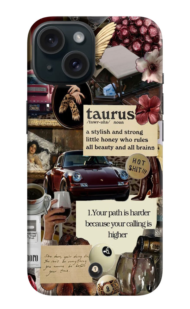 Taurus Zodiac iPhone 15 Hard Case Back Cover by Casekaro