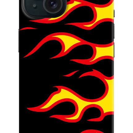 Side Sweep Flames iPhone 15 Hard Case Back Cover by Casekaro