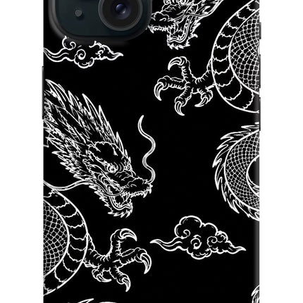 Twin Dragons iPhone 15 Hard Case Back Cover by Casekaro