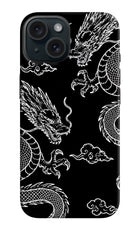 Twin Dragons iPhone 15 Hard Case Back Cover by Casekaro