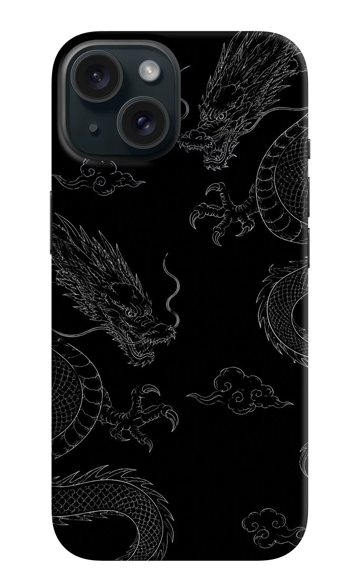 Twin Dragons iPhone 15 Hard Case Back Cover by Casekaro