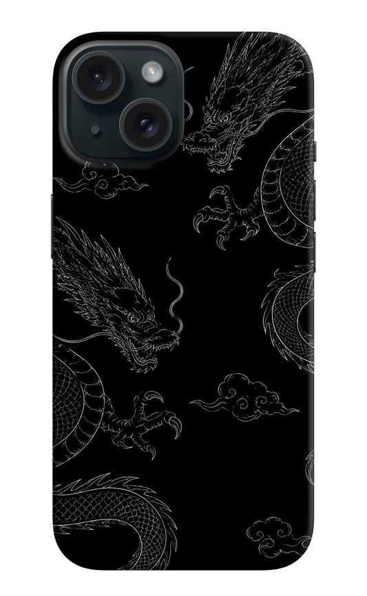 Twin Dragons iPhone 15 Hard Case Back Cover by Casekaro