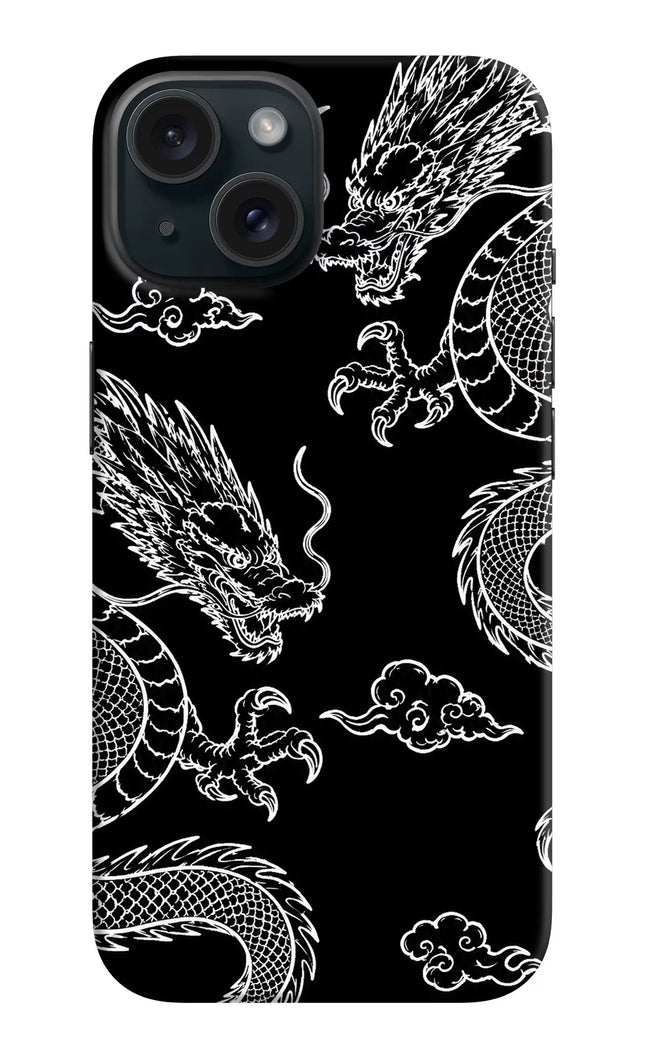 Twin Dragons iPhone 15 Hard Case Back Cover by Casekaro