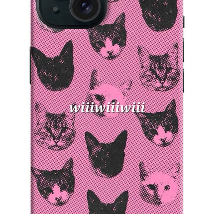 Pink Cats iPhone 15 Hard Case Back Cover by Casekaro