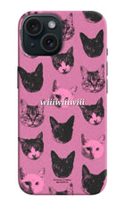 Pink Cats iPhone 15 Hard Case Back Cover by Casekaro