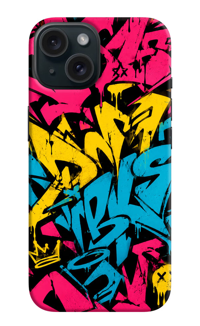 Graffiti Vibe iPhone 15 Hard Case Back Cover by Casekaro