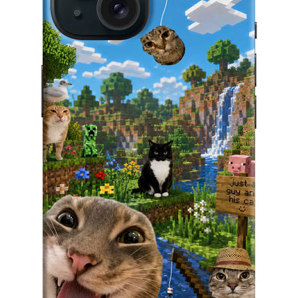 Minecraft Cat Chaos iPhone 15 Hard Case Back Cover by Casekaro