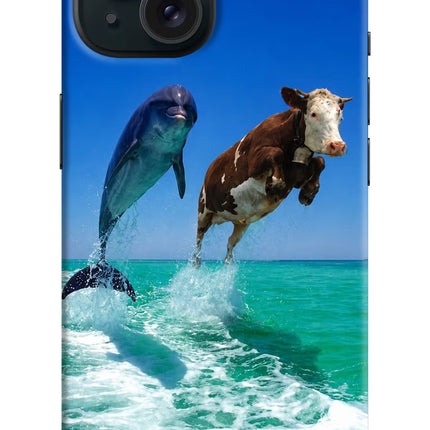 Dolphin vs Cow iPhone 15 Hard Case Back Cover by Casekaro