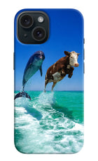 Dolphin vs Cow iPhone 15 Hard Case Back Cover by Casekaro