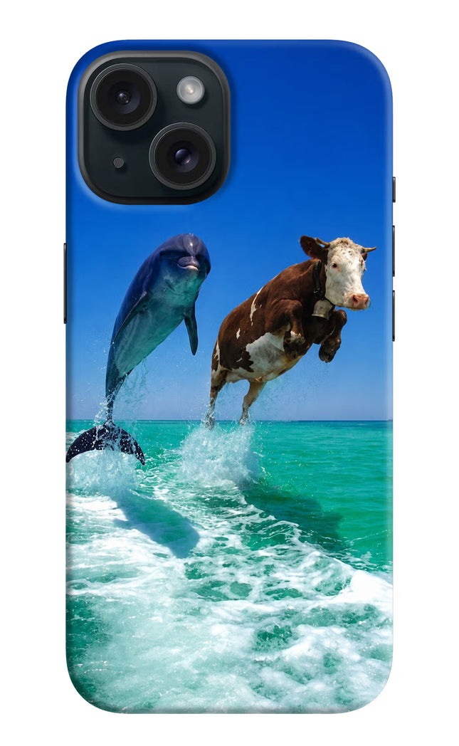 Dolphin vs Cow iPhone 15 Hard Case Back Cover by Casekaro