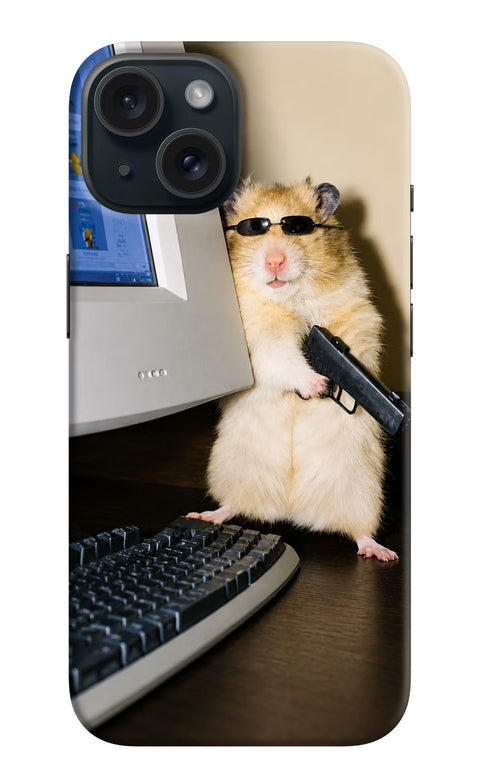 Hacker Hamster iPhone 15 Back Cover