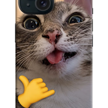 Silly Cat Call iPhone 15 Hard Case Back Cover by Casekaro