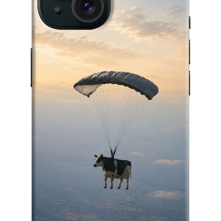 Skydiving Cow iPhone 15 Hard Case Back Cover by Casekaro