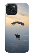 Skydiving Cow iPhone 15 Hard Case Back Cover by Casekaro