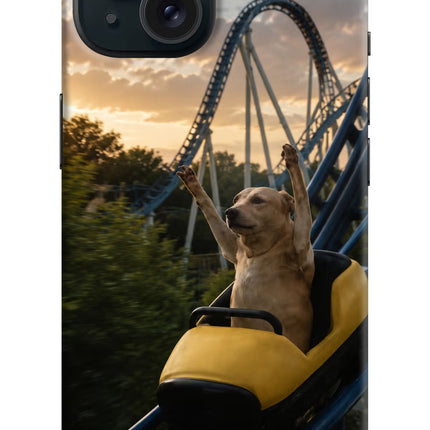 Rollercoaster Dog iPhone 15 Hard Case Back Cover by Casekaro