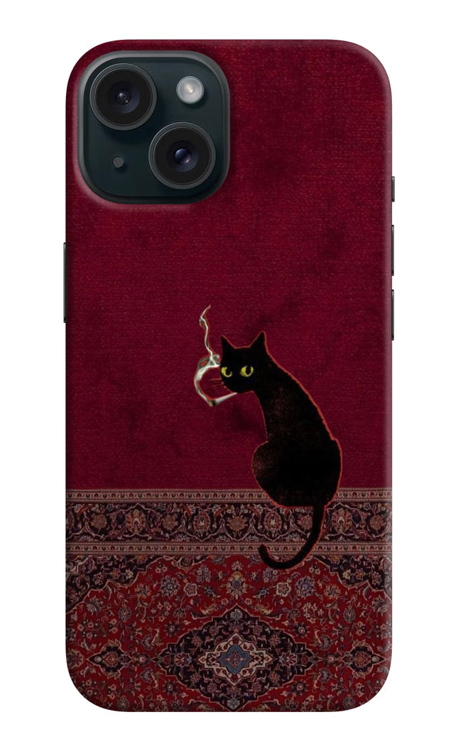 Midnight Cat iPhone 15 Hard Case Back Cover by Casekaro
