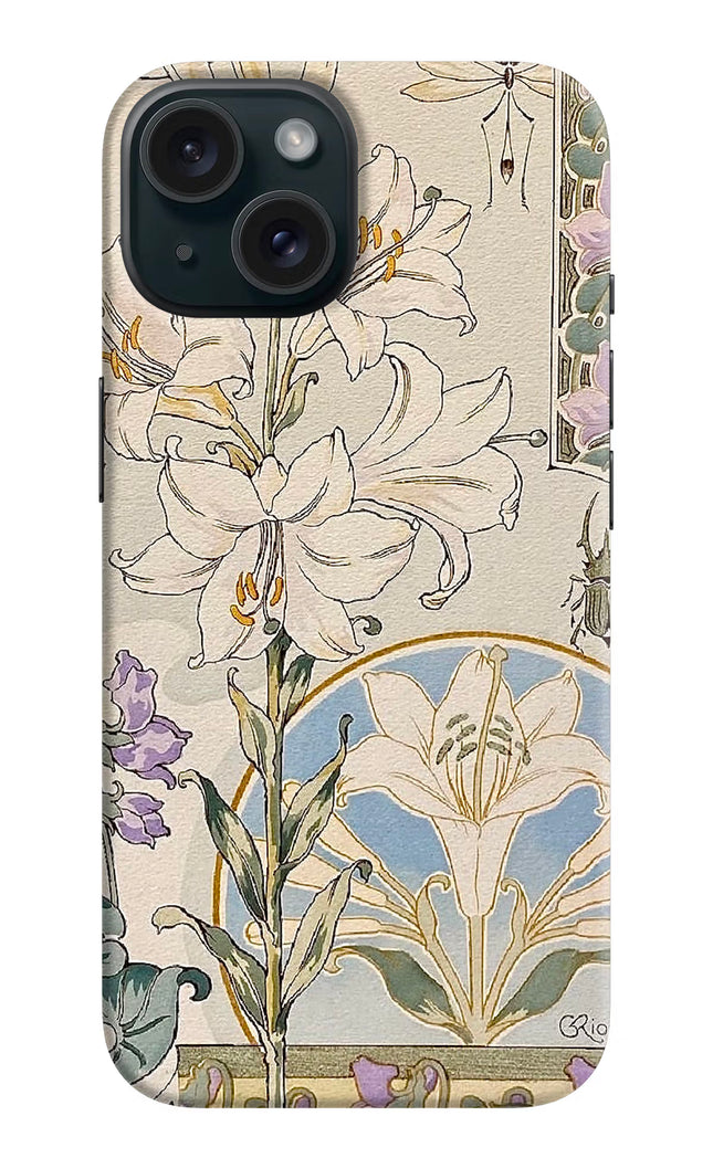 White Lily iPhone 15 Hard Case Back Cover by Casekaro