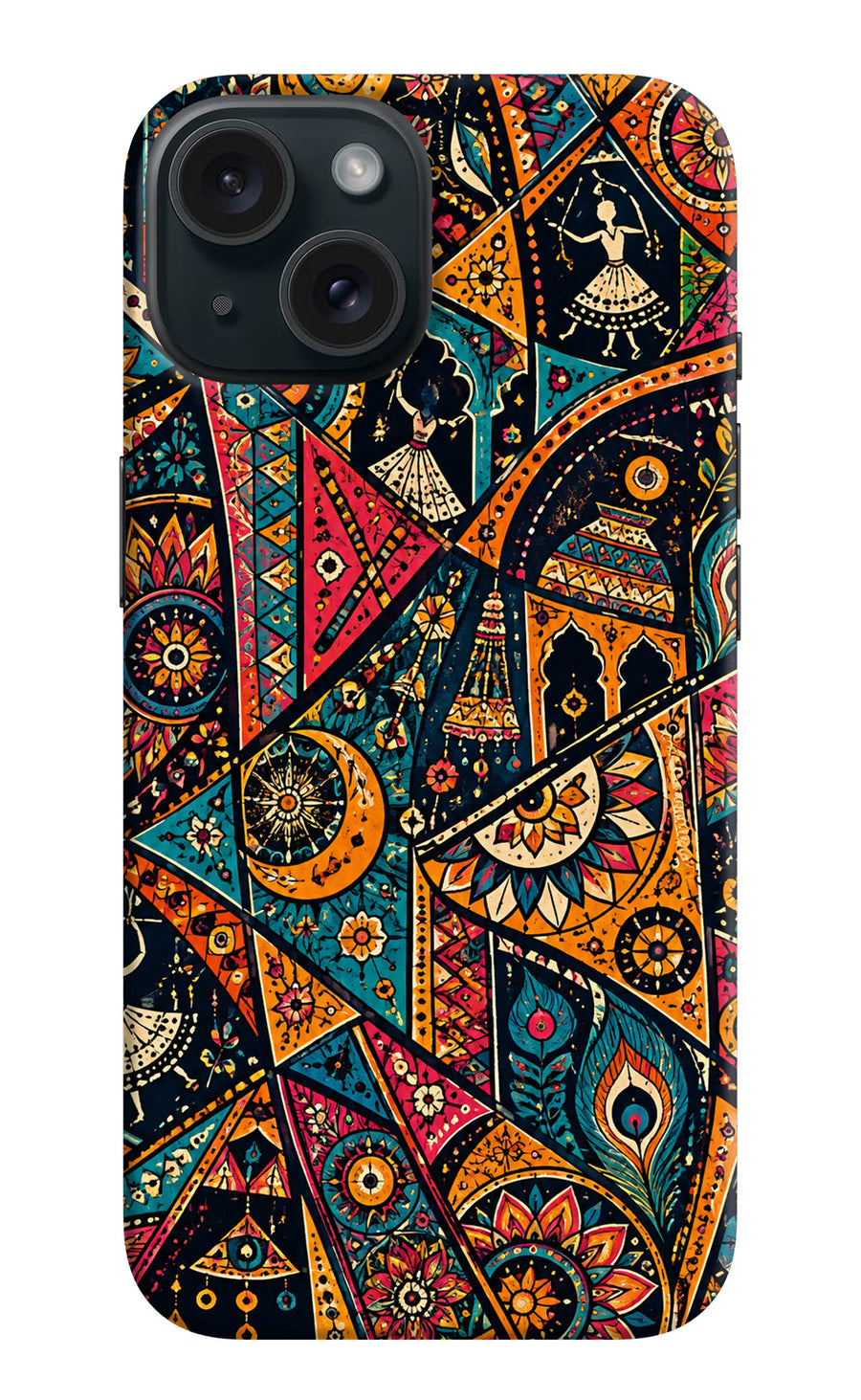 Folk Print iPhone 15 Back Cover, Hard case