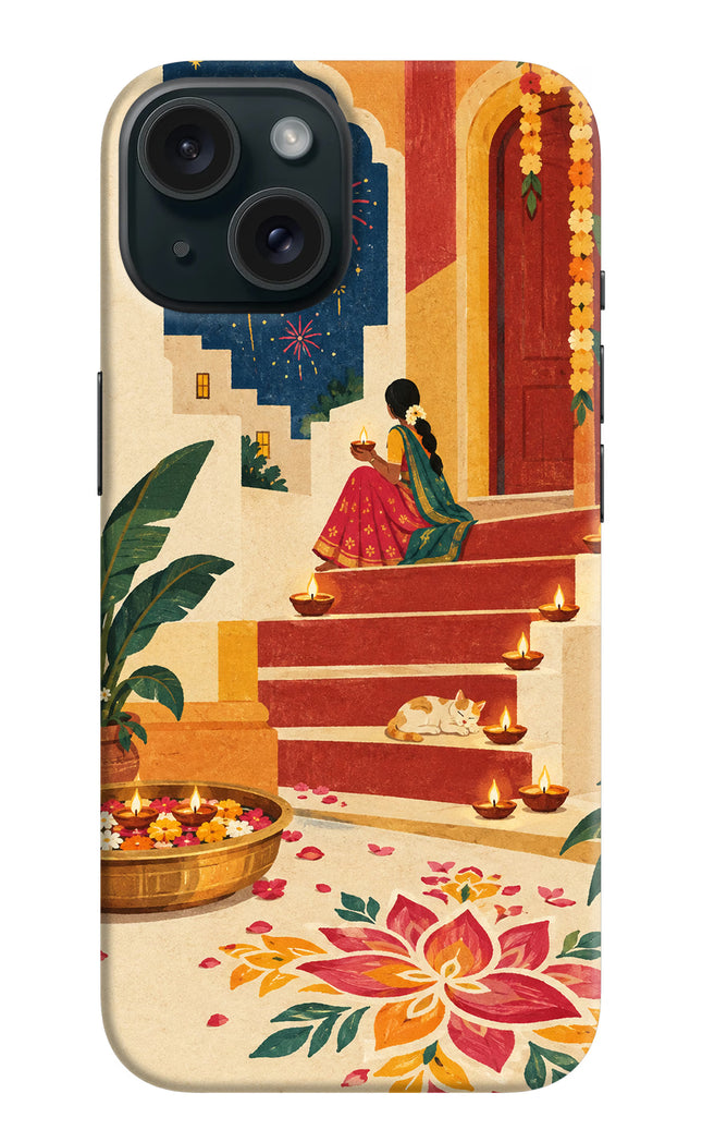 Diwali Rangoli iPhone 15 Hard Case Back Cover by Casekaro