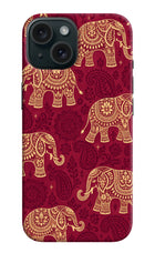 Maroon Elephant iPhone 15 Hard Case Back Cover by Casekaro