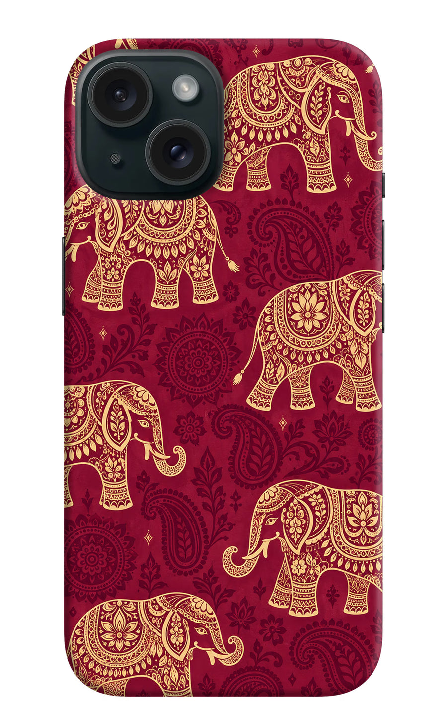 Maroon Elephant iPhone 15 Back Cover, Hard case
