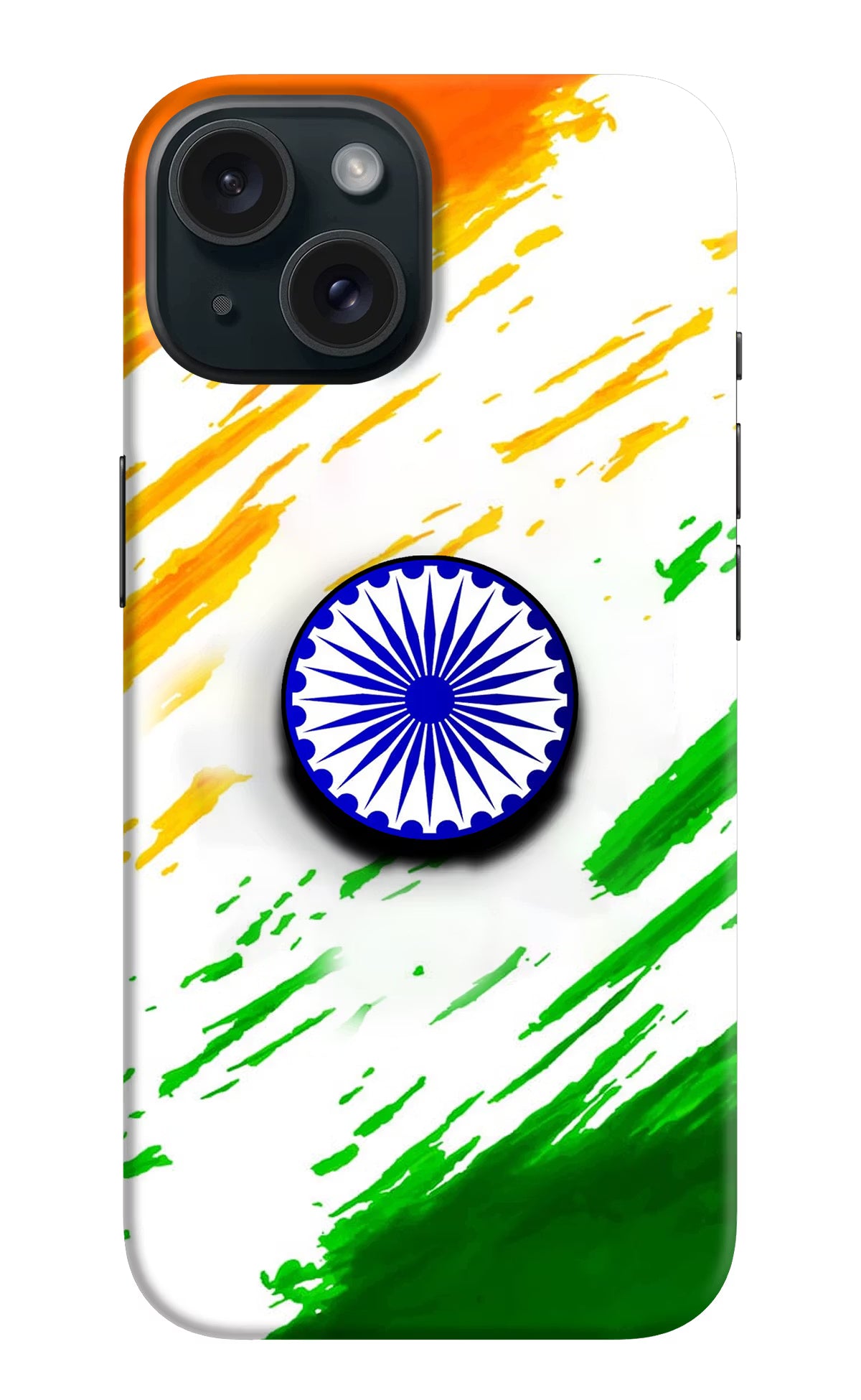 Indian Flag Ashoka Chakra iPhone 15 Pop Case by Casekaro