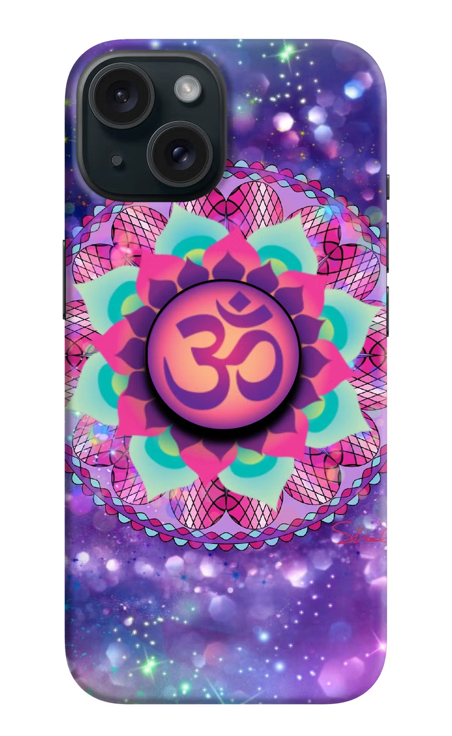 Om Purple iPhone 15 Pop Case, Hard case