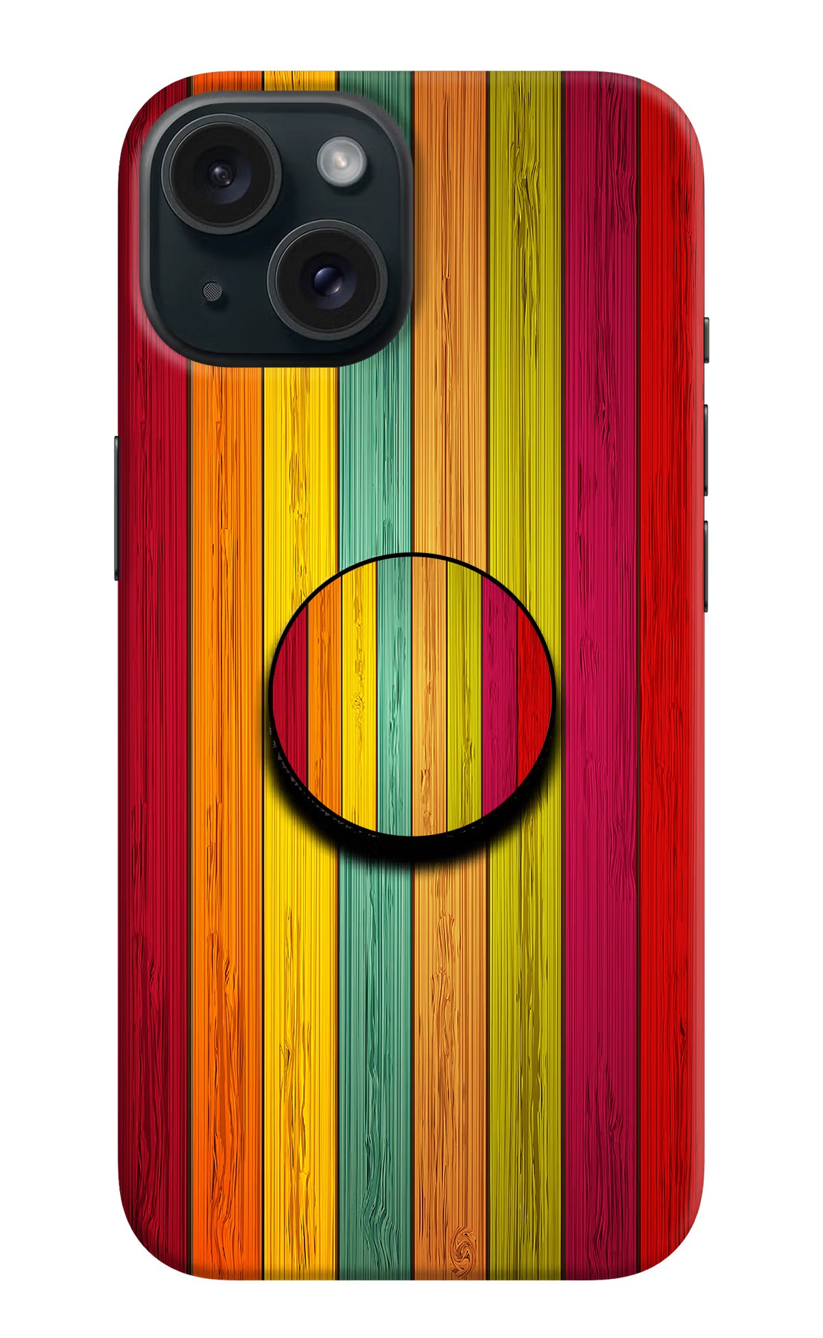 Multicolor Wooden iPhone 15 Pop Case by Casekaro