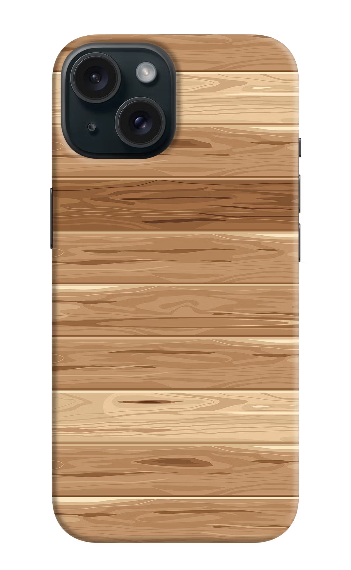 Wooden Vector iPhone 15 Plus Hard Case Back Cover by Casekaro