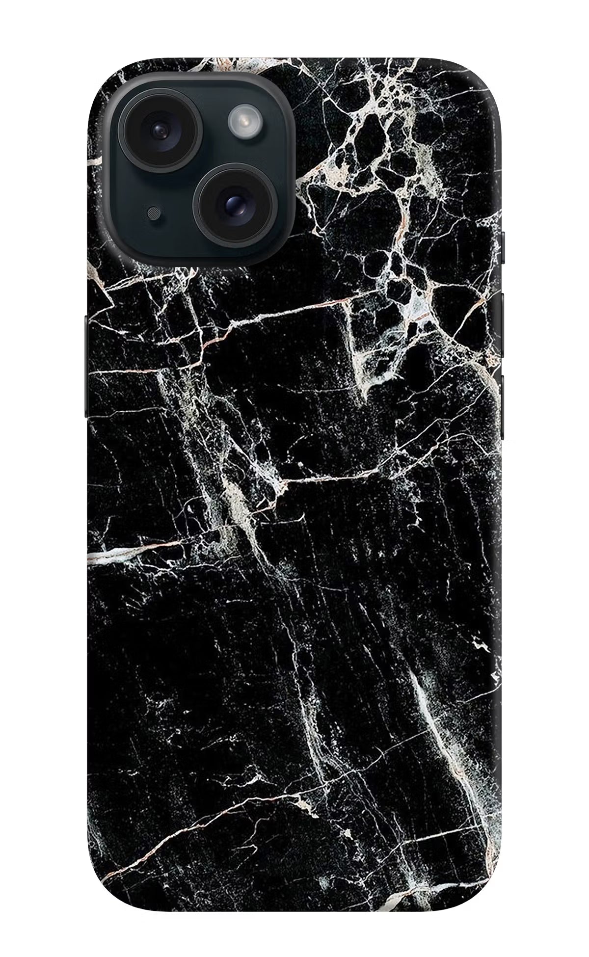 Black Marble Texture iPhone 15 Plus Hard Case Back Cover by Casekaro
